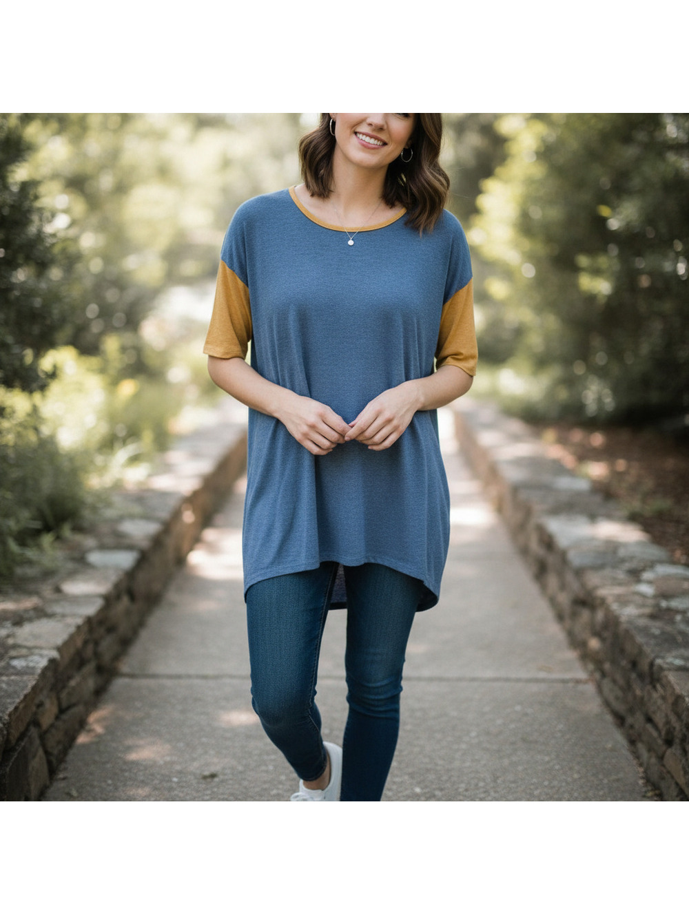 LuLaRoe XS Casual Blue and Yellow Lightweight Spring Top